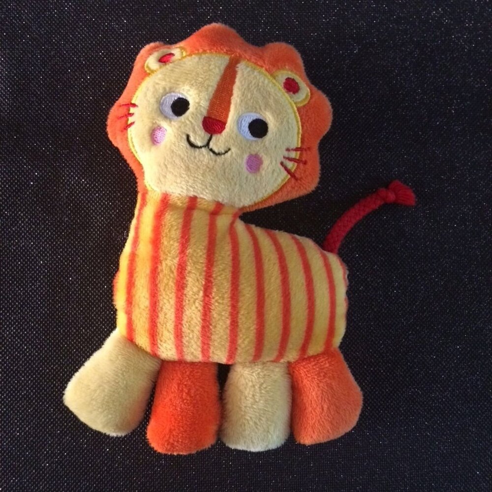 Lion Plush Rattle Baby Toy Beverly Hills Teddy Bear Used Yellow Orange Stuffed